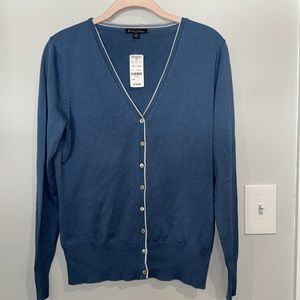 NWT Brooks Brothers Silk & Cotton Button Down Cardigan M